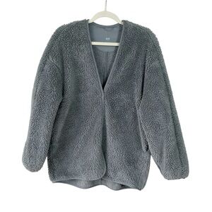 Uniqlo Light Pile-Lined Fleece Cardigan in Grey Size S